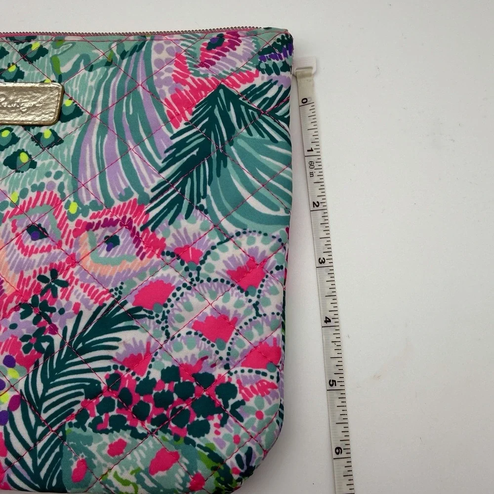 Lilly Pulitzer Quilted Pouch Banana Split Print‎ Bag Makeup Cosmetics Zip Top